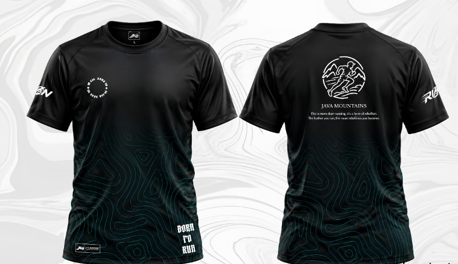 Jersey hitam JM Mountain Performance Series tampak depan dan belakang